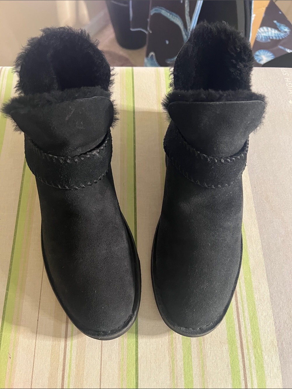 UGG Black suede Winter Ankle Boots - Women US9
